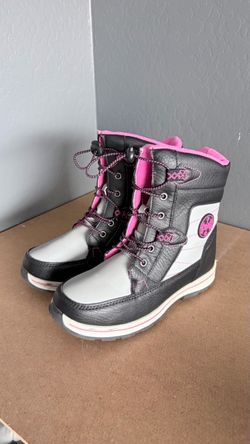 Kids Winter Snow Boots Black Pink White