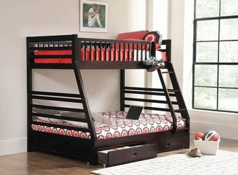 Twin Over Full Dark Cappuccino Bunk Bed with 2 Storage Drawers!