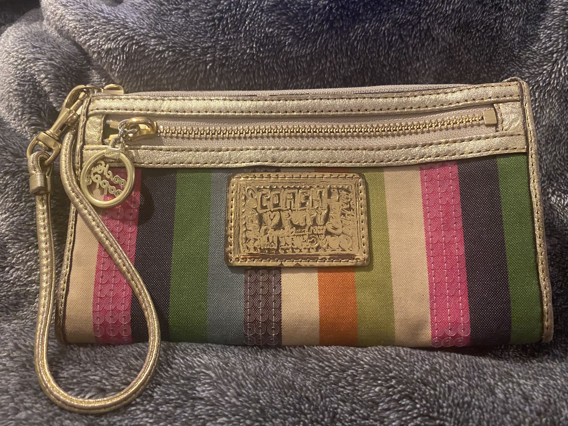 COACH - Poppy Legacy Stripe Wallet / Wristlet