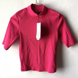 Zara Ribbed Fushia Top 