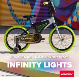 NEW Huffy 18" Electro-Light Kids' Bike, Fits Riders 42" - 49", Grey/Green