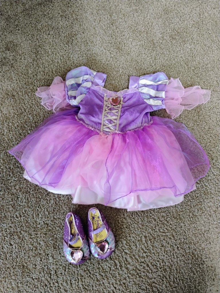 Disney Princess Rapunzel Dress With Shoes Size 18M To 24M