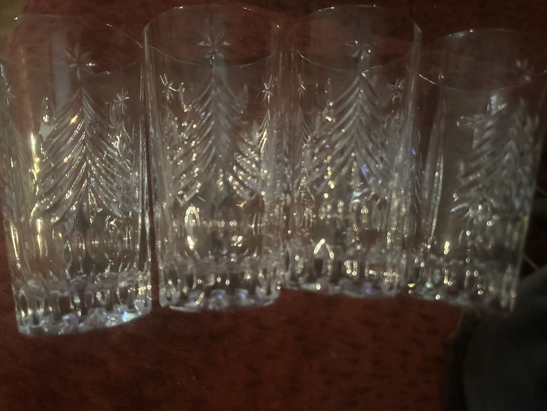 4 Mikasa Crystal Christmas Tree Glasses. Heavy