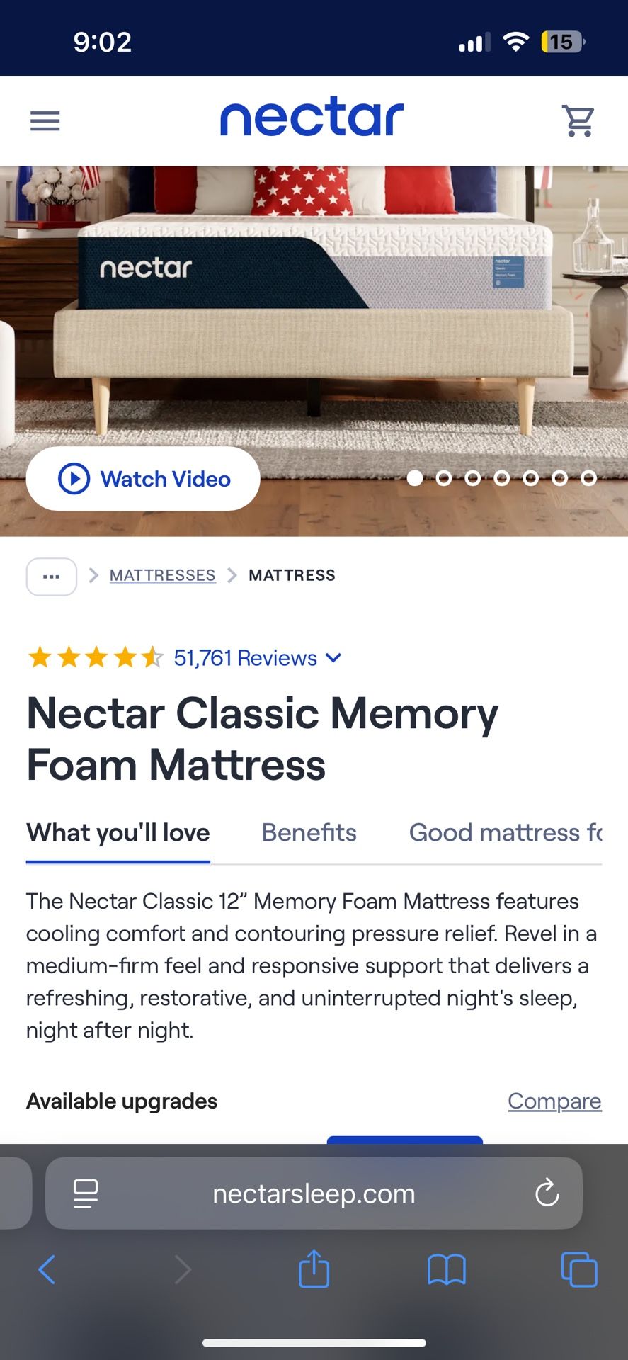 King Size Nectar Mattress And Frame