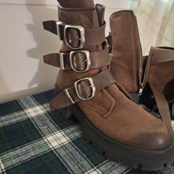 Steve Madden  Womens Boots Zipper Buckles Leather Size 11m ROLAND