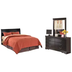 Huey Vineyard Queen Sleigh Headboard Bed with Mirrored Dresser Premium-Grade