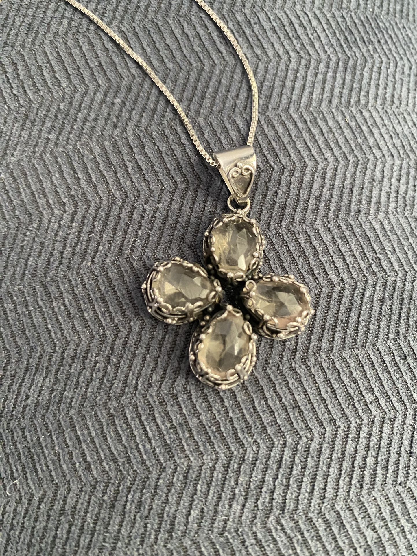 Crystal Quartz Pendant. 925 Sterling Silver Necklace 15” Long. Known as Master Healer.