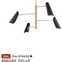 Generation Lighting AEC1024BBSMBK Tresa 4 Light 48" Wide Chandelier Brass/Black