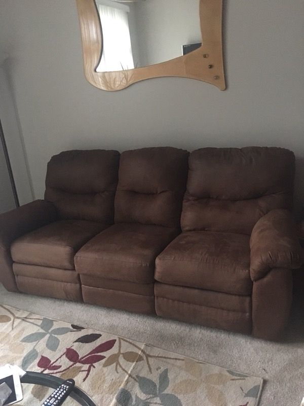 Suede reclining sofa $300