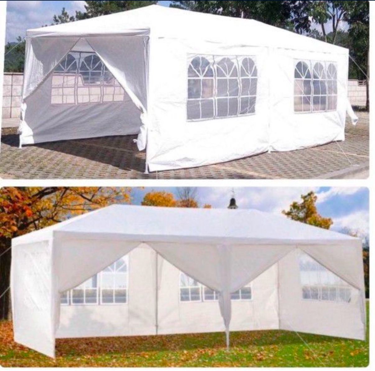 10 X 20 White Party Tent Gazebo Canopy w/ 6 Removable Sidewalls