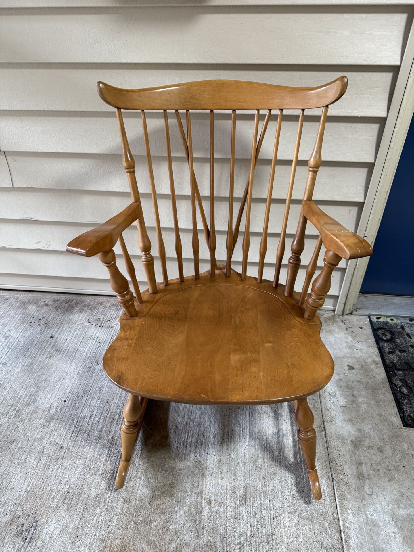 Vintage Signed Nichols & Stone Maple Rocking Chair Windsor House Furniture