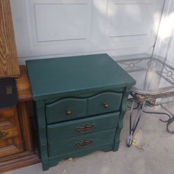 Green Painted Wood Nightstand Drawer local pickup firm price cash only fcfs