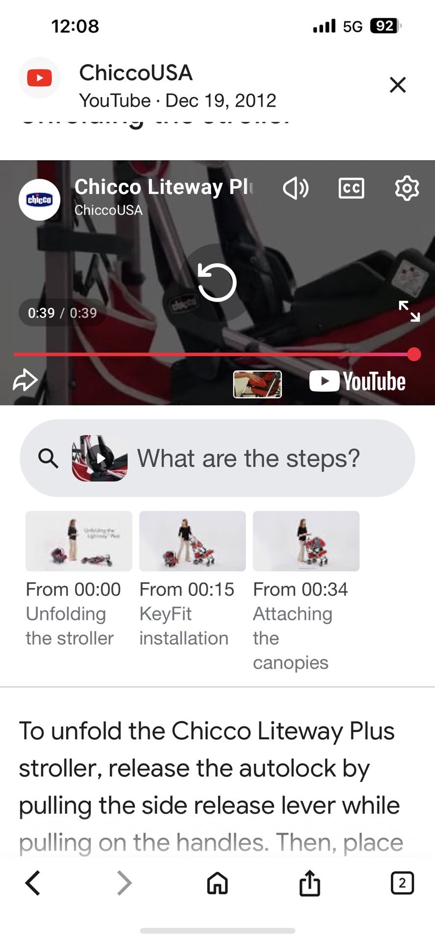 Chicco liteway stroller model 10878