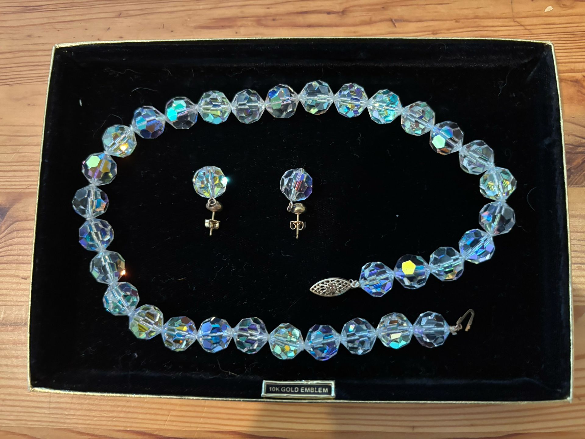 Vintage Aurora Borealis Crystal Necklace & Earrings