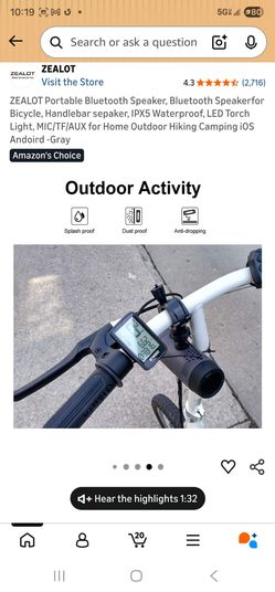 Zealot Handle bar Bluetooth Speaker and Flashlight