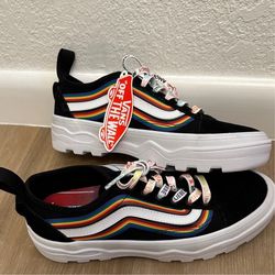 Vans: Black Shoes with Rainbow accent
