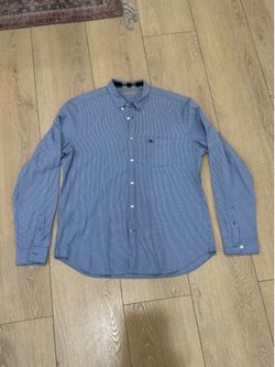 Burberry Brit Long Sleeve Button Down Shirt Striped Blue Men's XL Embroidery