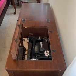 Antique KENMORE Sewing Machine Within Cabinet 