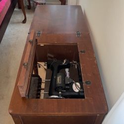 Antique KENMORE Sewing Machine Within Cabinet 