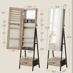 LED Mirror Jewelry Cabinet Standing