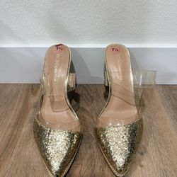 BCBGeneration Gold sparkle Heels Shoes