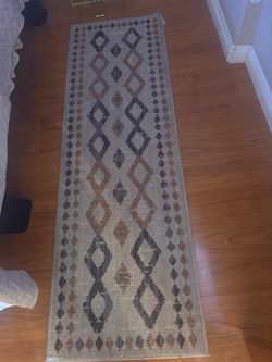 Pair of Geometric Diamond Pattern Runner Rugs