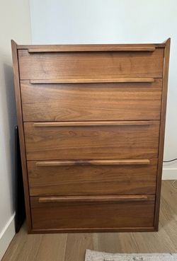 Crate & Barrel Tate 32" Walnut 5-Drawer Tall Dresser