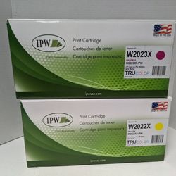 Hp Replacement Color Laserjet Toner W2023X Magenta & W2022X Yellow For HP Color Laserjet Pro M454dn NEW In Box