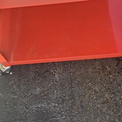 Orange Metal Rolling Shelf Table Cart X2