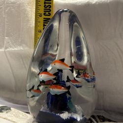 6.25” Glass Tropical Fish Aquarium Heavy Paperweight 