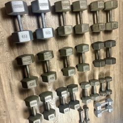 Vintage Set Of IVANKO Hex Dumbbells  5s To 65s [4 A Collector / Vintage Lover]