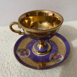 SET DE TAZA ANTIGUA DORADA