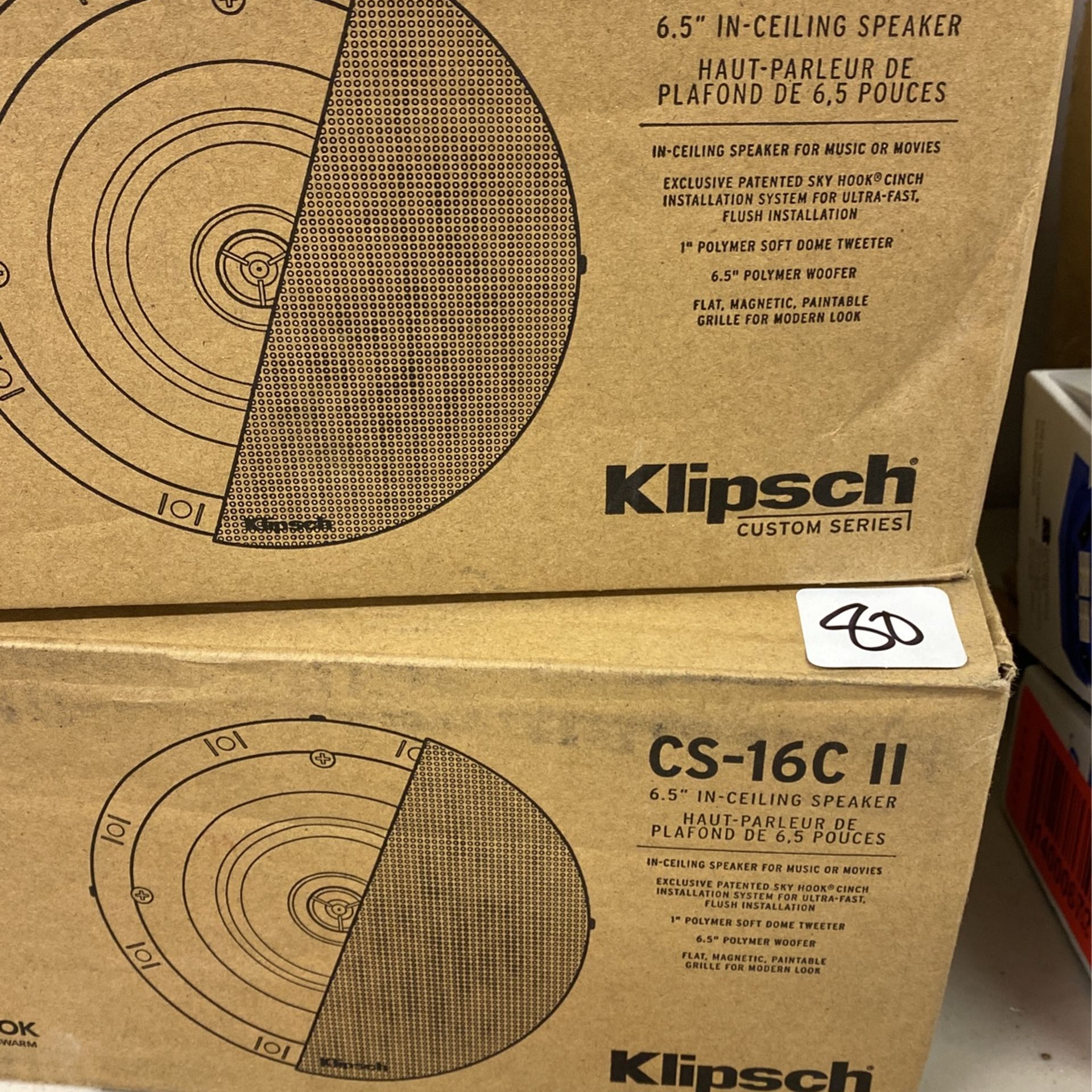 Two brand new in the box clips custom series 6.5 inch ceiling speaker model number CS -16cII$80 each