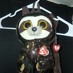 TY Sequin Sloth Backpack With Tags