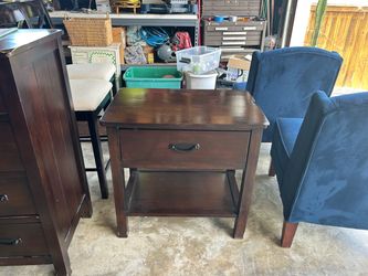 Dark Wood End Table with Drawer