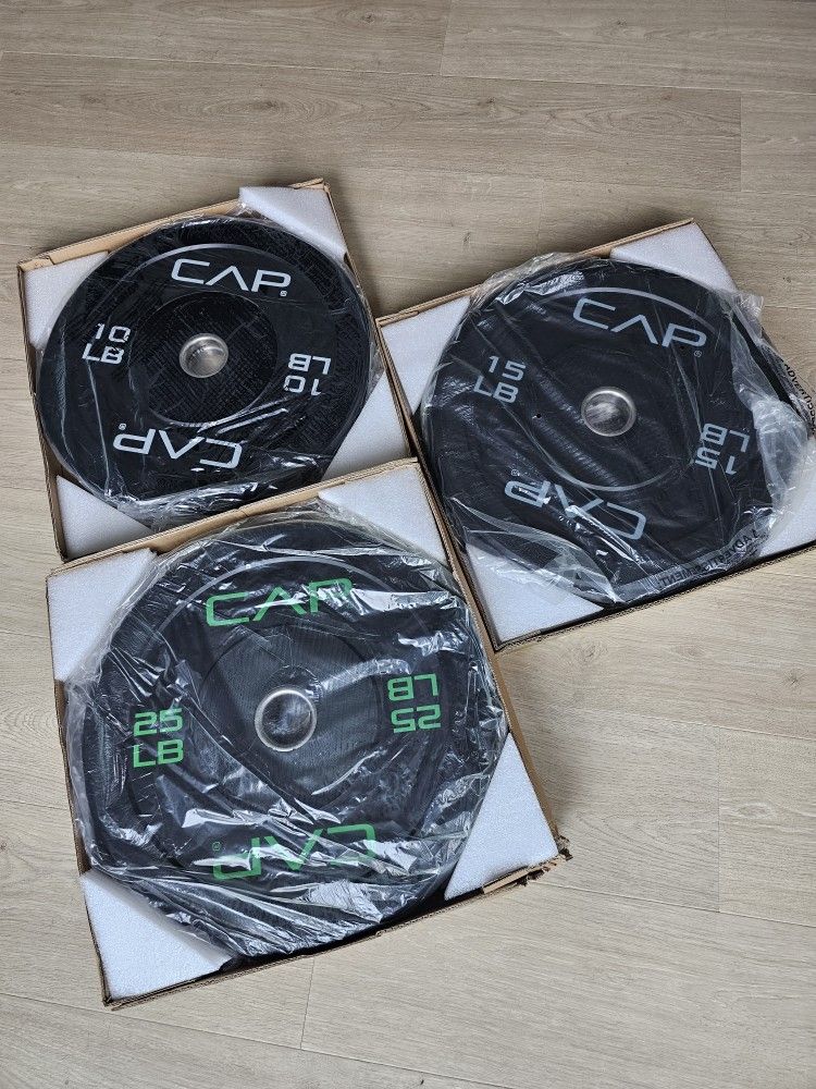 Bumper Plates 100# Total Cap Barbell