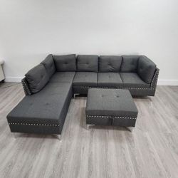 Sectional Sofa Whit Ottoman 