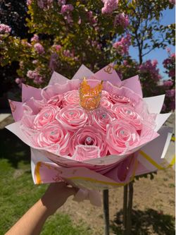 Pink and red bouquets