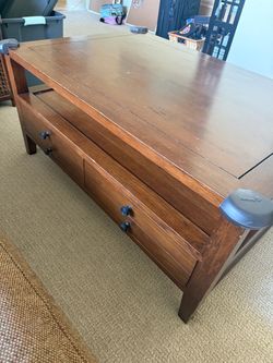 Two Crate and Barrel Tables - solid wood