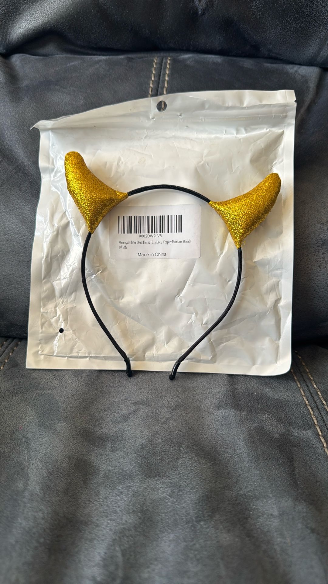 New In Package Gold Horns Headband Halloween Costume
