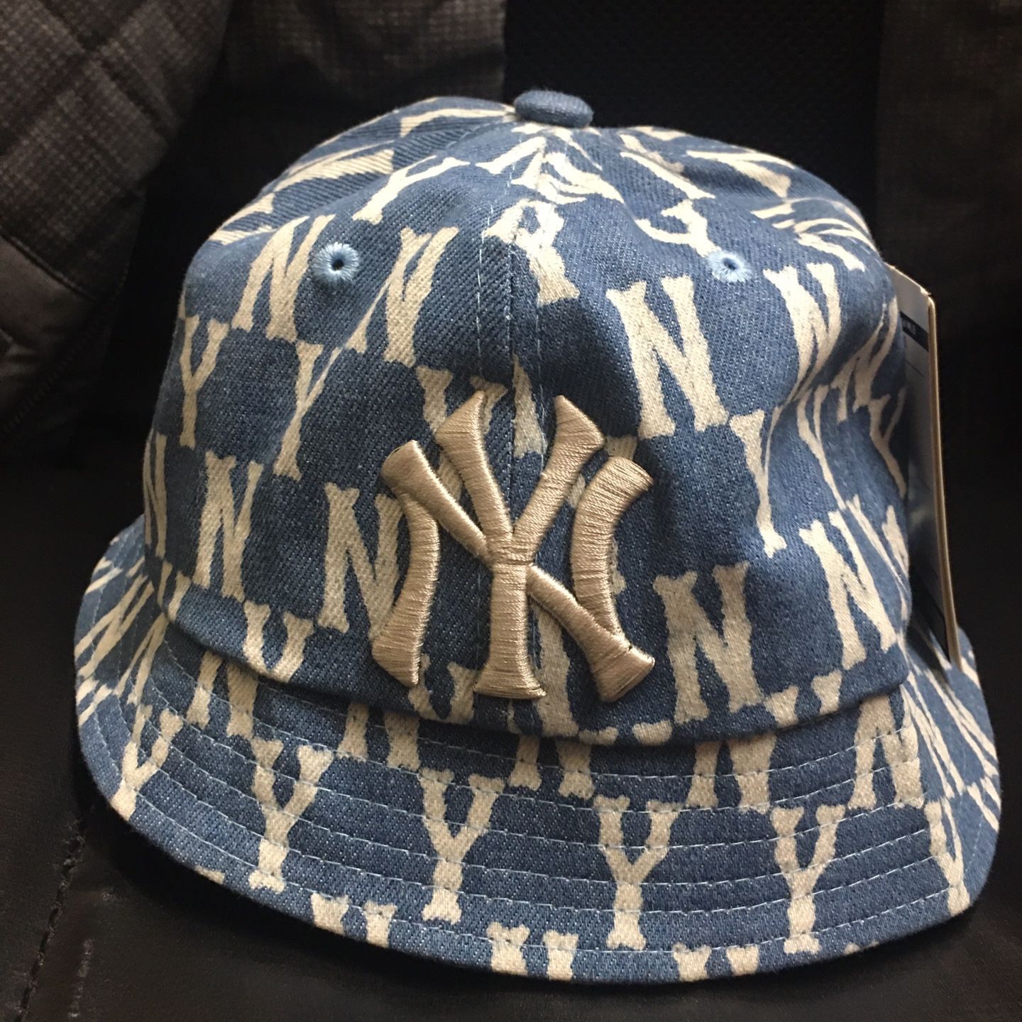 Denim Monogram Bucket Hat with Orange Logo Calvin Klein Washed Denim Embroidered Logo Bucket Hat IN  main image 4