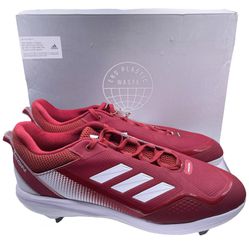 Adidas mens baseball Icon 7 ironskin red/white cleats Size 16