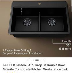 Kohler brand new in box double bowl kitchen sink black