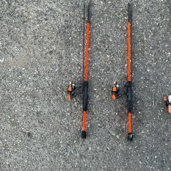 2 Orange Ozark Trail Fishing Poles 