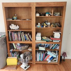 Two Tall Wooden Book Shelves