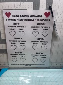 $5,000 Savings Challenge Dry Erase Board