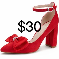 Womens Closed Toe Pumps Pointed Toe Bow on Toe Ankle Strap 3-Inch Chunky Block Heel Bridal Wedding Dress Shoes for Party D'Orsay