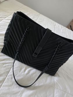 ALDO Black Quilted Tote Bag with Chain Straps