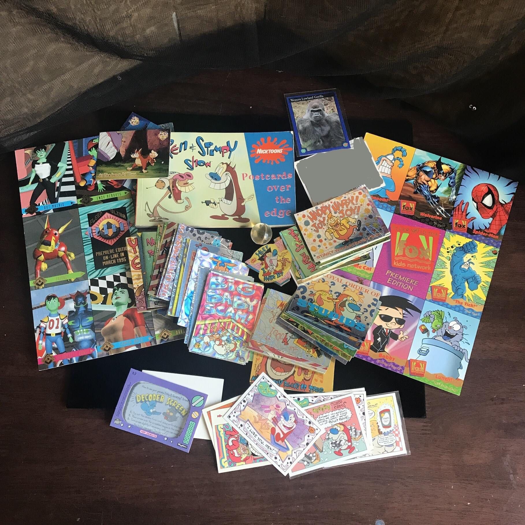 Vintage Ren & Stimpy Card Sticker Collection Postcard Book Pin Topps + Extras