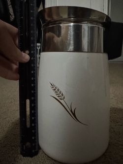 CorningWare 9-Cup Stovetop Coffee Percolator Vintage Thermos Carafe with Wheat Design